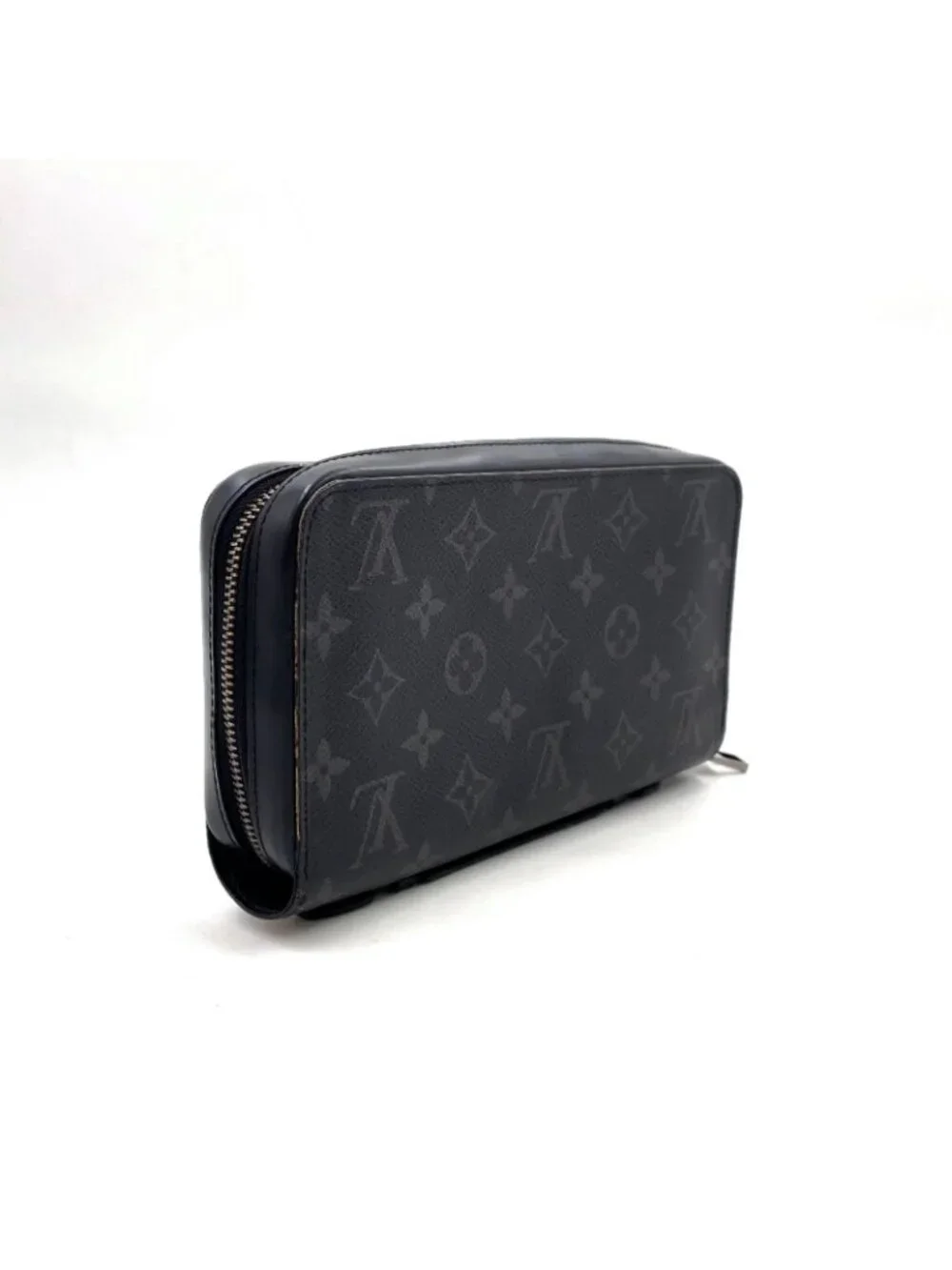 Louis Vuitton Zippy XL Monogram Eclipse Leather Black Round Wallet Gold